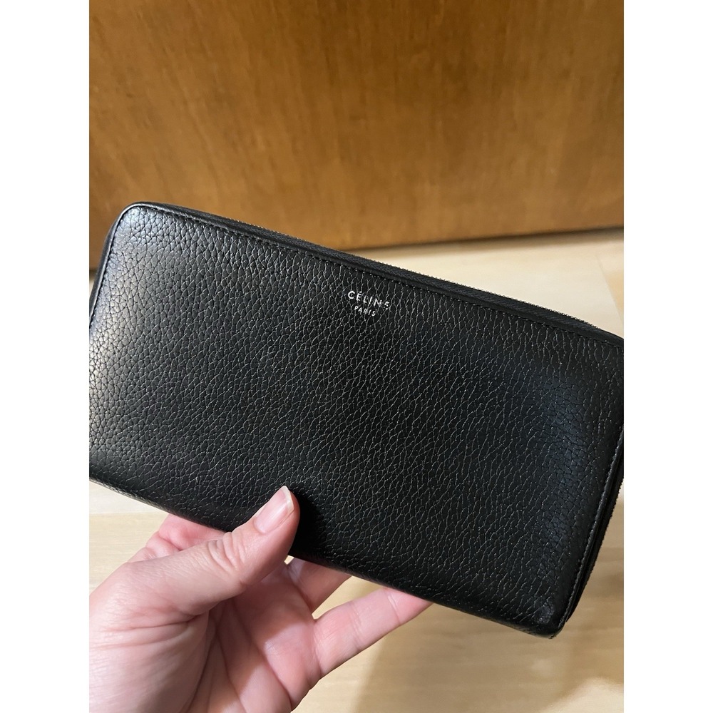Celine Large Zipped Wallet Black & Yellow Calfskin Long Wallet Made in Italy COA - Picture 3 of 11